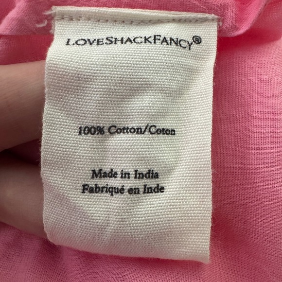 LoveShackFancy Sanaya Dress XL Vivid Pink Long‎ Sleeve Ruffle Tiered Lace Trim - Picture 14 of 16